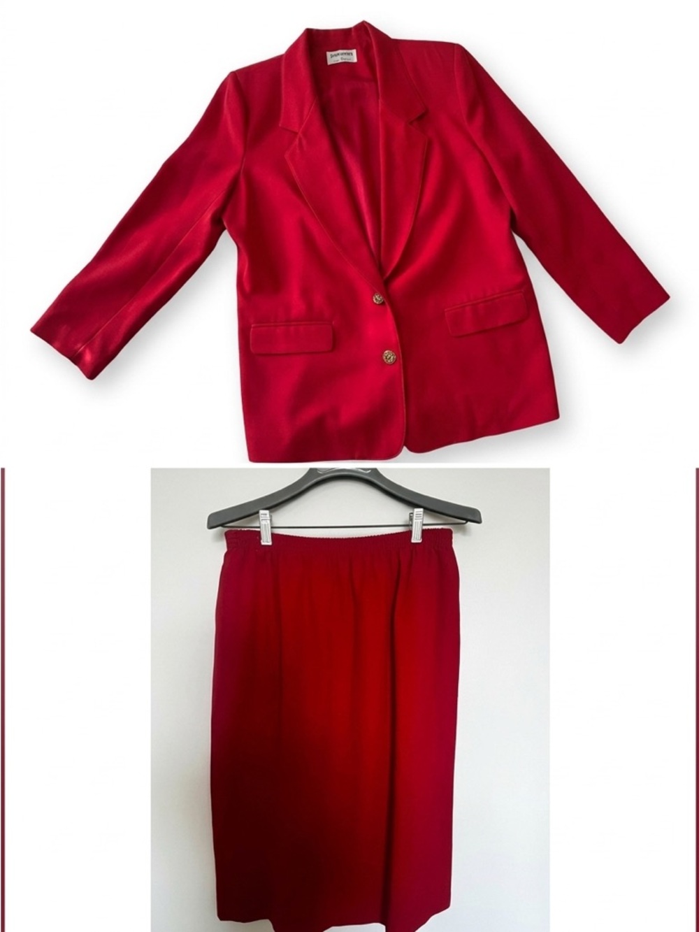 Alfred Dunner Red Two-Piece Skirt Suit